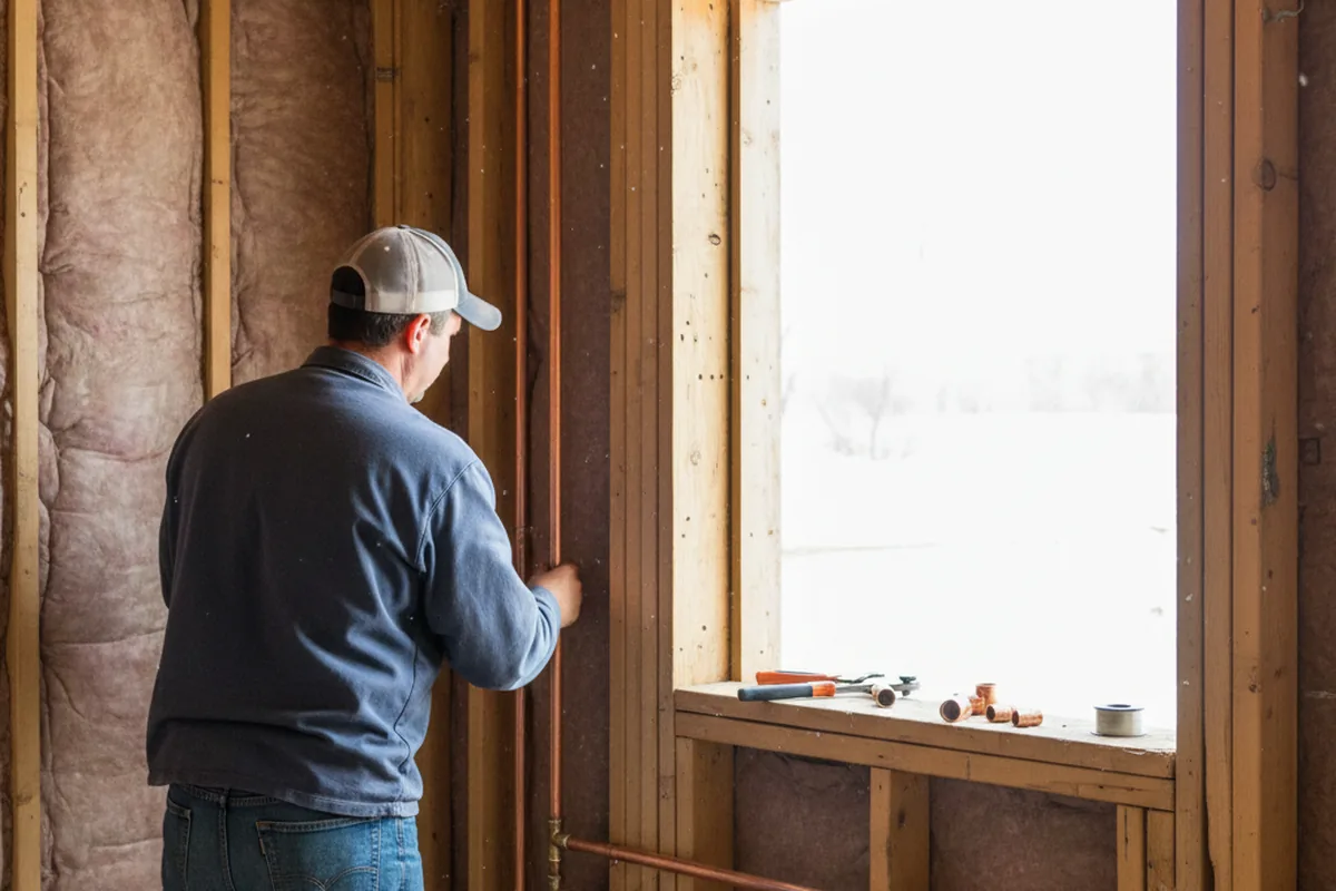 Licensed plumber running new copper supply lines in a Fountainville home